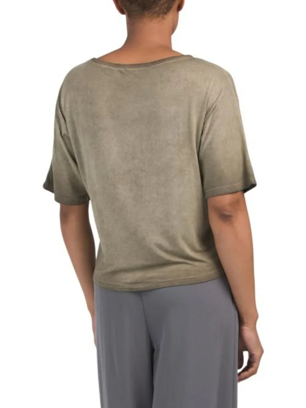 CYRUS Vintage Washed Elbow Sleeve Crew Neck Tee